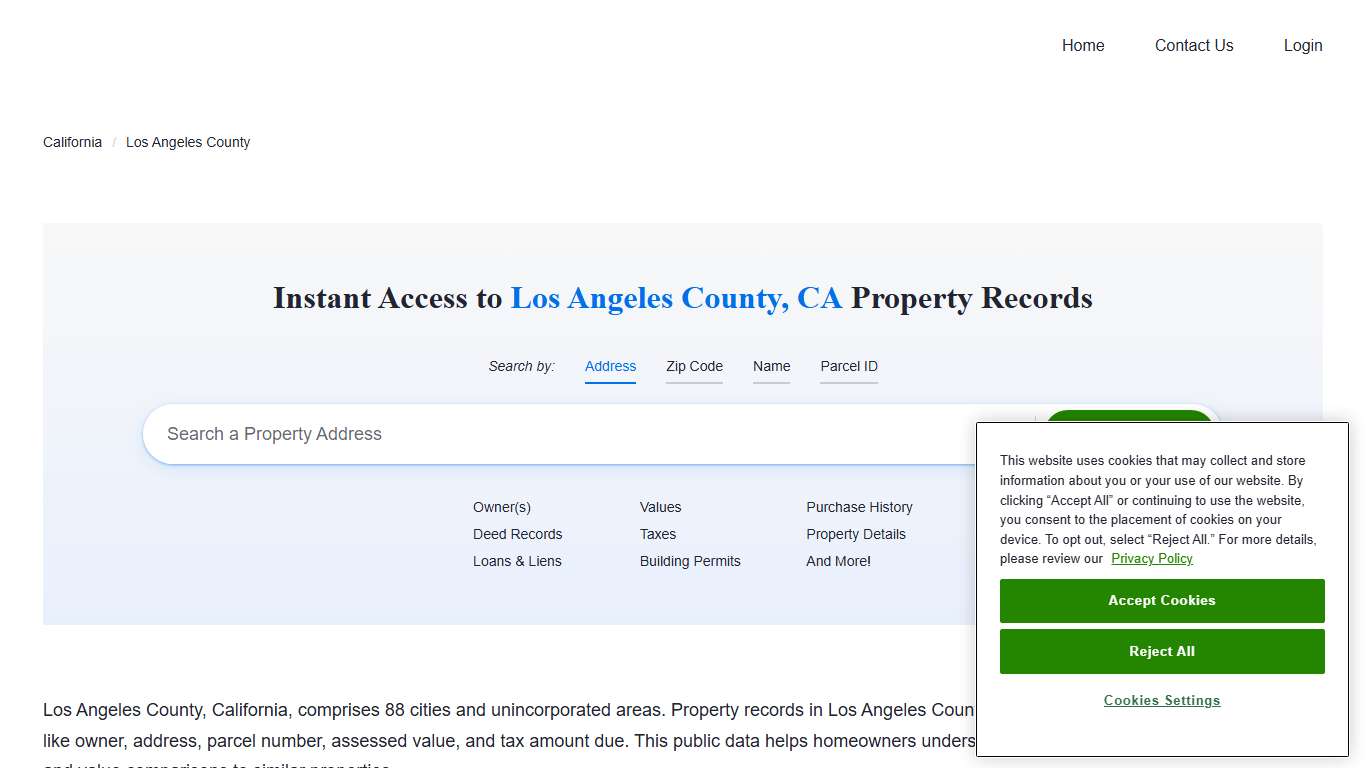 Los Angeles County Property Records Owners, Deeds, Permits